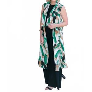 NEW VANITE COUTURE print duster vest in green